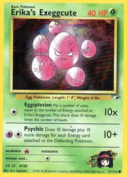 Pokemon Erika's Exeggcute Card Gym Heroes Set 77/133 - Image 1