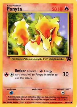 Pokemon Ponyta Card 64/82 Team Rocket Set - Image 1