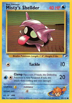 Pokemon Misty's Shellder Card 1st Edition Gym Heroes 89/132 - Image 1