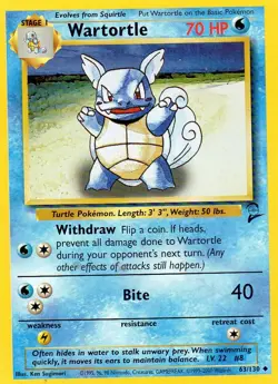 Pokemon Wartortle Card 63/130 Base Set 2 - Image 1