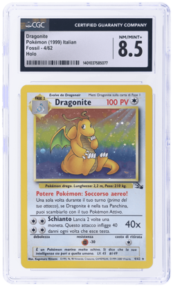 1999 Pokemon Fossil Italian Dragonite Holo #4 CGC 8.5 - Image 1