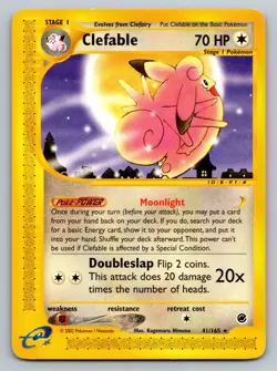 Clefable 41/165 Non-Holo Rare E- Reader 2002 Rare Expedition Pokemon Card DAMAGE - Image 1