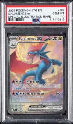 2025 POKEMON JTG EN-JOURNEY TOGETHER #187 SALAMENCE EX PSA 10 - Image 1