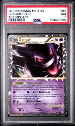 2010 POKEMON HEARTGOLD & SOULSILVER TRIUMPHANT #94 GENGAR-HOLO PSA 7 - Image 1