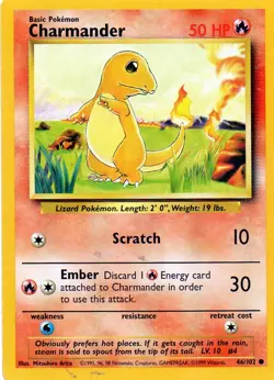 Pokemon Charmander Card 46/102 Base Set - Image 1