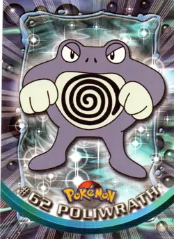 Pokemon #62 Poliwrath Card Blue Logo Topps TV Animation Series - Image 1