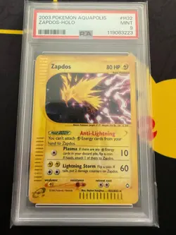 2003 POKEMON AQUAPOLIS #H32 ZAPDOS-HOLO PSA 9 - Image 1