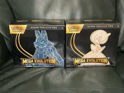 Sealed Set of 2 Pokemon Mega Evolution Elite Trainer Boxes Lucario & Gardevoir - Image 1