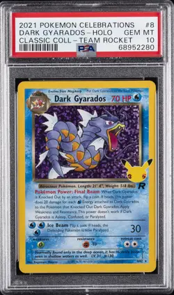 2021 POKEMON CELEBRATIONS CLASSIC COLL #8 DARK GYARADOS-HOLO PSA 10 - Image 1