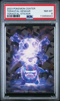 2023 POKEMON CENTER TERASTAL STICKER TERASTAL GENGAR PSA 8 - Image 1