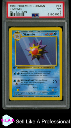 STARMIE 1ST EDITION POKEMON GERMAN 1999 64 PSA 7 - Image 1