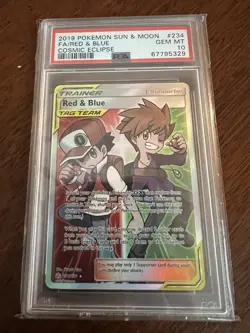 Pokemon TCG Red Blue Tag Team Full Art Trainer PSA 10 English - Image 1