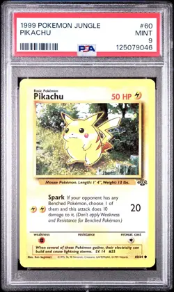1999 POKEMON JUNGLE PIKACHU NON-HOLO #60 PSA 9 Mint - Image 1