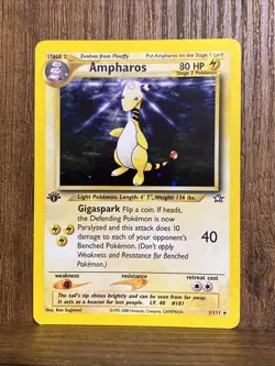 Ampharos 1st Edition Holo Rare Neo Genesis 1/111 NM - Pokemon Vintage 2000 - Image 1
