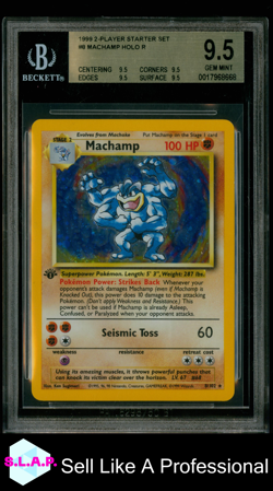 MACHAMP HOLO R 1999 POKEMON 2-PLAYER STARTER SET 8/102 BGS 9.5 - Image 1