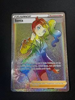 Pokemon TCG Sonia 203/192 Swsh02: Rebel Clash Holo Rainbow Hyper Secret Rare - Image 1