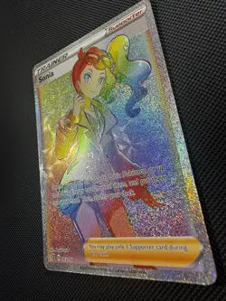 Pokemon TCG Sonia 203/192 Swsh02: Rebel Clash Holo Rainbow Hyper Secret Rare - Image 4