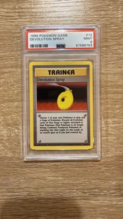 PSA 9 DEVOLUTION SPRAY - Trainer Pokemon Card (Unlimited) 1999 Base Set #72 WOTC - Image 1