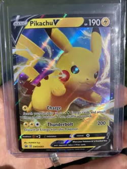 NM Pikachu V SWSH061 Black Star Promo Sword Shield Pokemon Card - Image 1