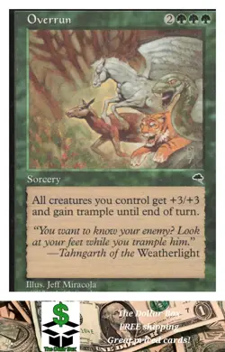 1997 Magic The Gathering Tempest #243 Overrun - - Image 1