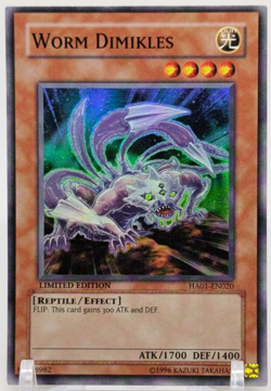 ✨ 1996 Yu-Gi-Oh! Worm Dimikles Super Rare Limited Edition HA01-EN020 🌟 - Image 1