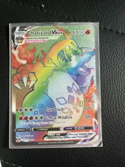 Rainbow Foil Charizard VMAX In A Card Sleeve Pokemon Trading Card - Image 1