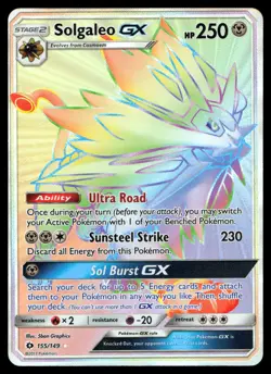Solgaleo GX (Secret) 155/149 SM Base Set Holo Pokemon Card - Image 1