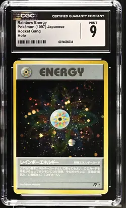 CGC 9 MINT Rainbow Energy 1997 Team Rocket Gang Japanese Holo SWIRL Pokemon Card - Image 1