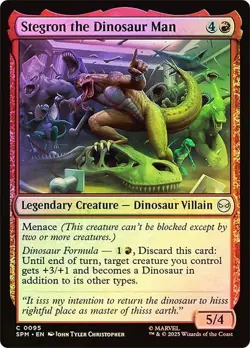 Foil Stegron the Dinosaur Man [Marvel's Spider-Man] MTG - Image 1