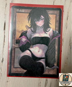 Hand Painted Altered MTG Card,Swamp, Anime Girl,waifu FromItaly #1 - Image 1