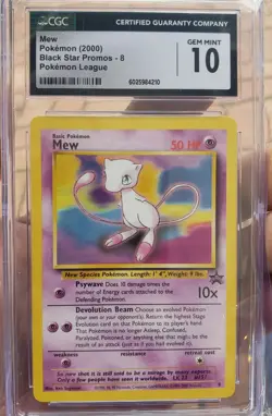 2000 POKEMON BLACK STAR PROMO HOLO POKEMON LEAGUE #9 MEW CGC 9 MINT - Image 2