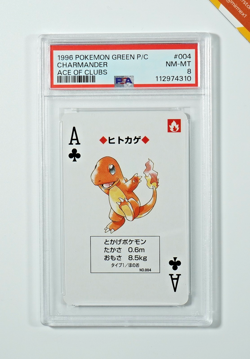 Pokemon PSA 8 Charmander #004 Ace Of Clubs Green Card Poker 1996 Japanese - Image 1