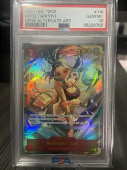 One Piece CCG Nefeltari Vivi Kingdoms of Conspiracies Card OP04-118 PSA 10 - Image 1