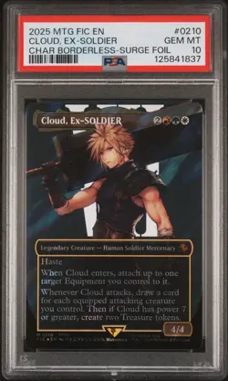 PSA 10 Magic the Gathering Cloud, Ex-SOLDIER Borderless Surge Foil Final Fantasy - Image 1