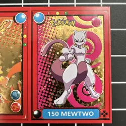 Pokemon Pokedex Mewtwo #150 & Moltres #146 Flash Edition Gold Star Holo Sticker - Image 3