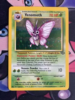 1999 Pokemon TCG Jungle Unlimited Holo #13/64 Venomoth Holographic LP++ - Image 1