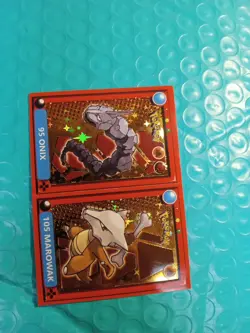 Pokemon Pokedex Onix & Marowak Flash Edition Gold Star Holo Sticker - Image 1