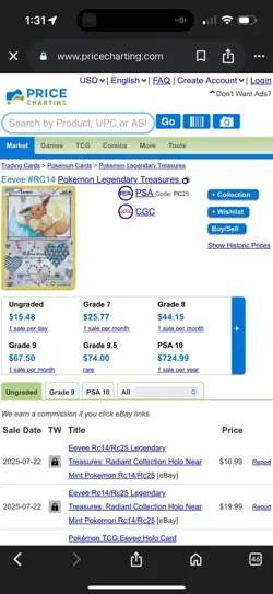 Eevee Rc14/Rc25 Legendary Treasures: Radiant Collection Holo Near Mint Pokemon - Image 3