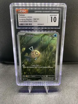 CGC 10 GEM MINT Surging Sparks 198/191 Feebas Illustration Rare Holo Pokemon - Image 1