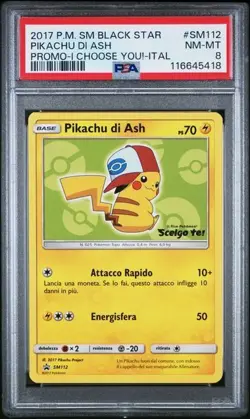 Pokemon PSA 8 Pikachu di Ash #SM112 Scelgo Te! Promo 2017 Italiano - Image 2