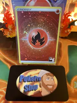 2023 Play! Pokemon Prize Pack Series 3 Fire Energy Cosmos Holo - NM - Image 1