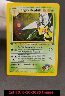 1x Koga's Beedrill - 9/132 - Holo Rare - 1st Edition Gym Challenge Pokemon Near - Image 5