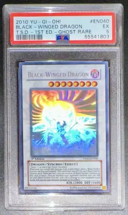 YU GI OH PSA 5 BLACK-WINGED DRAGON TSHD-EN040 1st GHOST RARE ENGLISH 2010 - Image 1