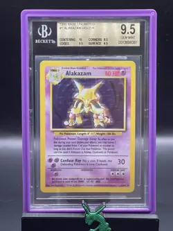 Pokemon TCG Alakazam Base Set Holo Card 1/102 BGS 9.5 Gem Mint + 10,9.5,9.5,9.5 - Image 1