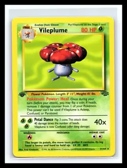 💥 Vileplume Jungle 1st Edition Non Holo Foil Pokemon 1999 Vintage Card # 31/64 - Image 1