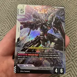 Gundam Card Game GD01 Newtype Rising GD01-065 LR Freedom Gundam In Hand - Image 1