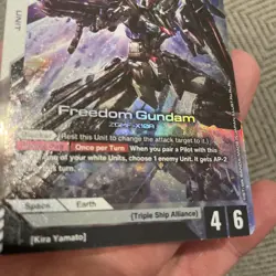 Gundam Card Game GD01 Newtype Rising GD01-065 LR Freedom Gundam In Hand - Image 4