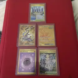 Lot of 5 MINT Pokemon Hyper Rare Gold Cards From Various Sets - Image 1