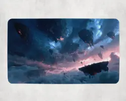 Shattered Floating Islands MTG Playmat - Glowing Fantasy Sky Game Mat - Image 1