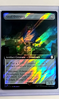 2024 Magic The Gathering PIP Fallout Extended Art Surge Foil 1015 Steel Overseer - Image 1